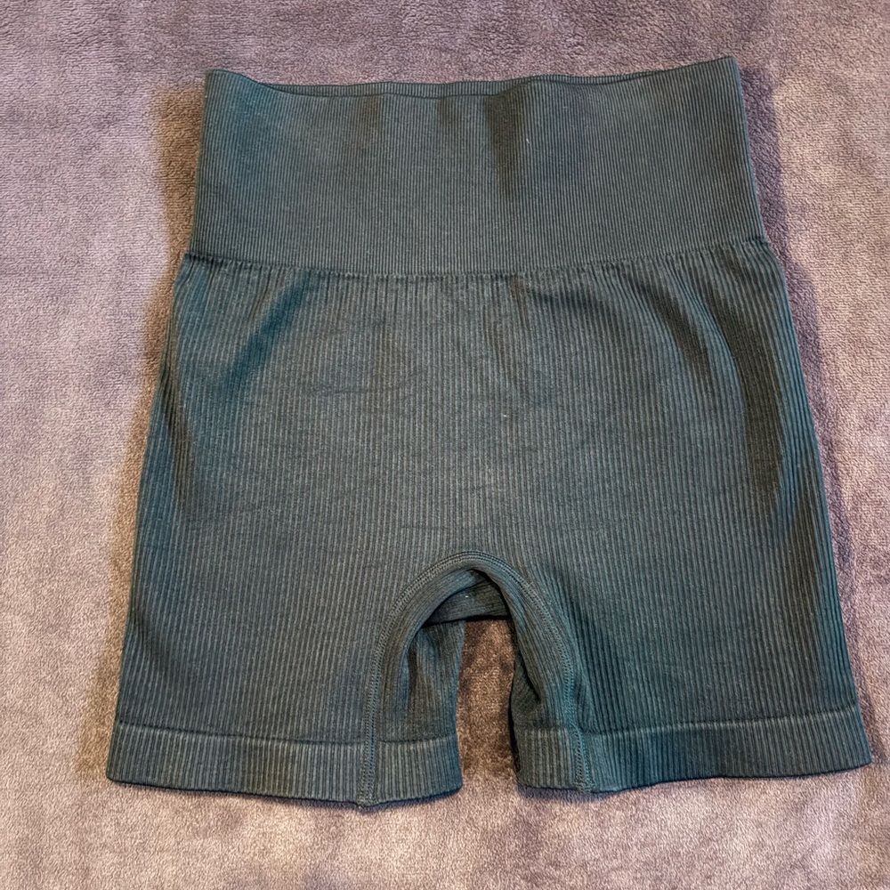 Women's High-Waisted Ribbed Athletic Shorts - Black(Never Worn)